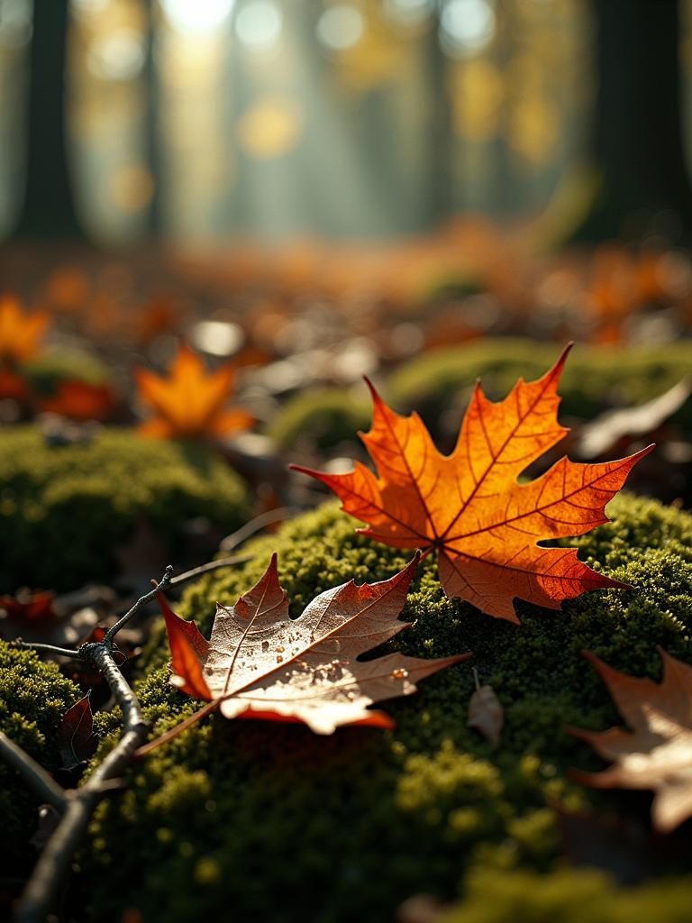 Autumn Leaves on Forest Floor in Cinematic Style