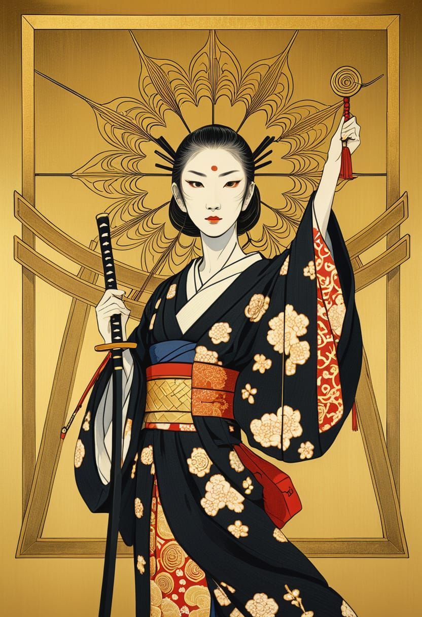 Hyper-Realistic Japanese Goddess in Golden Halo