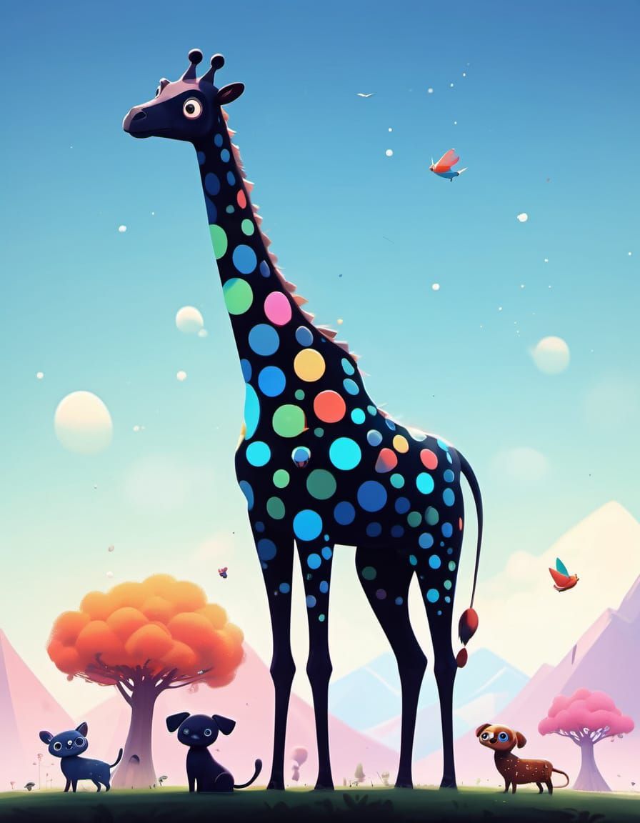 Colorful Kawaii Art with Big Eyes and Soft Shapes