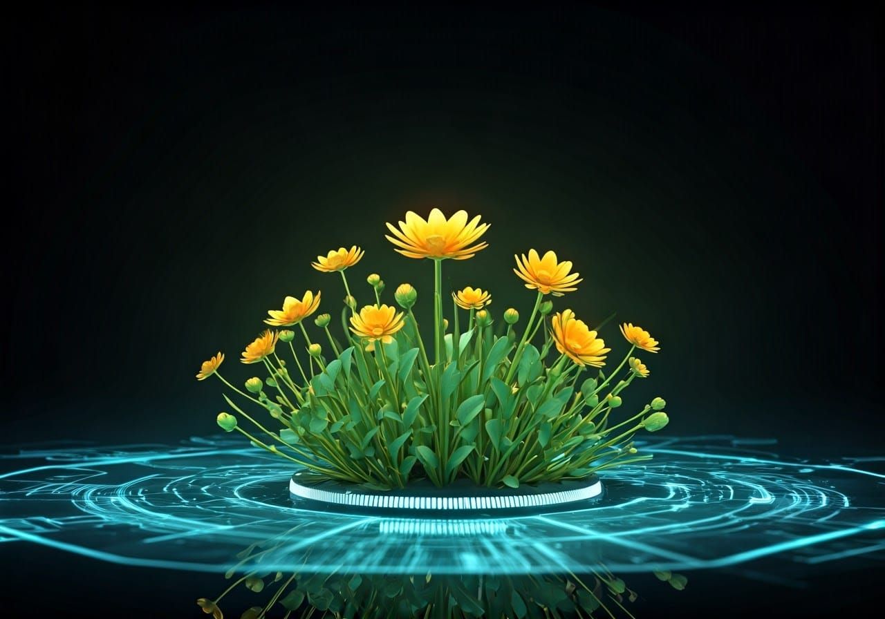 Computer Electrodes Producing Colorful Flowers