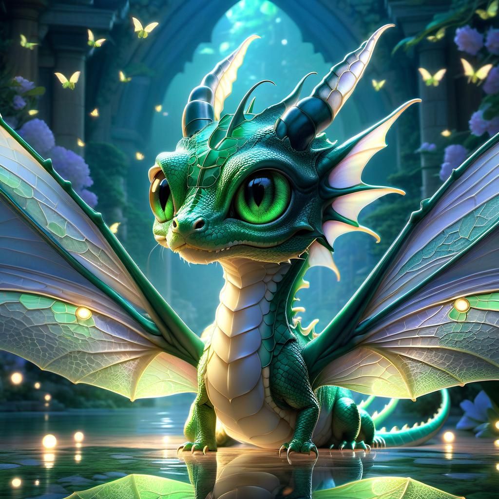 Adorable Bug Wing Dragon Portrait in Anime Style