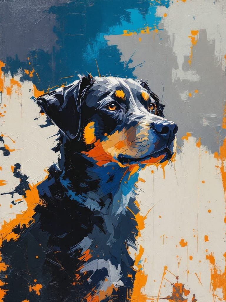 Dog's Amber Eyes in Textured Impasto Painting