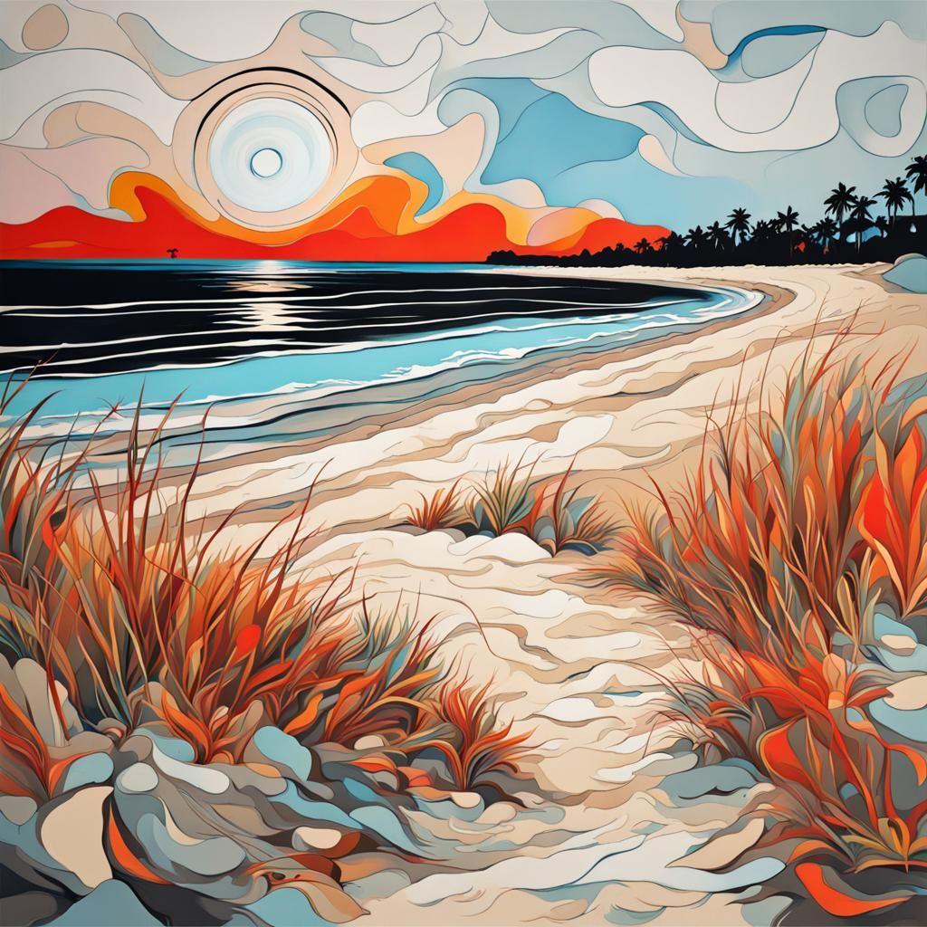 Abstract Beach Scene in Complementary Colors