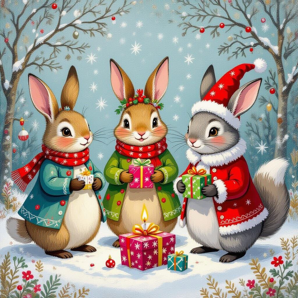 Whimsical Evil Animals Celebrate New Holiday in Gouache Styl...