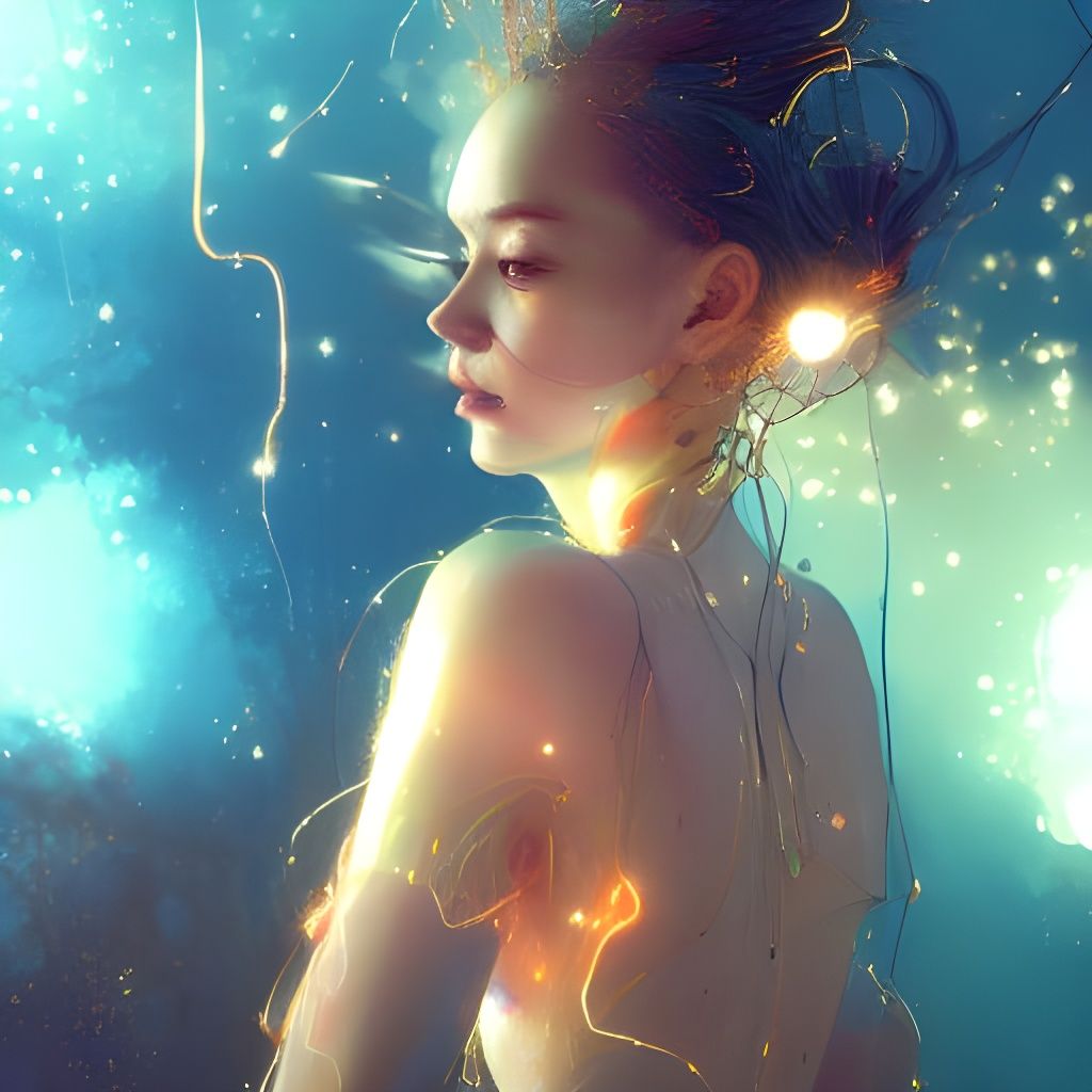 Beautiful Fire Princess Digital Art in Watercolor Style