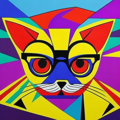 "red cat with glasses" psychedelic art pop art poster art ps...