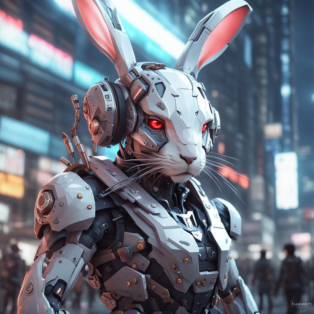 Detailed 3D Anime Cyborg Rabbit
