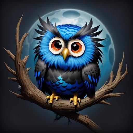 Surreal Googly-Eyed Baby Owl in Gothic-Punk Style