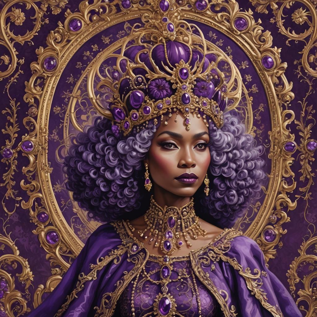 Opulent Purple Queen: An AI-Generated Portrait