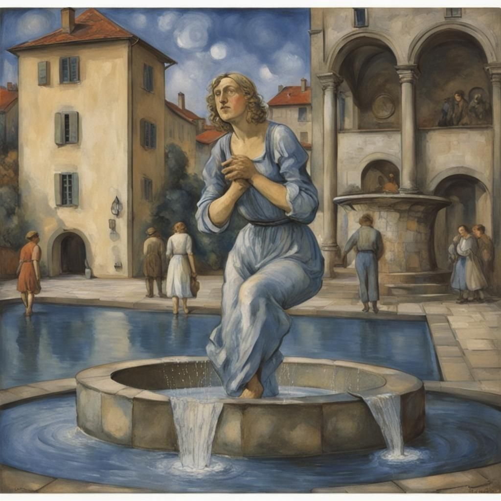 Surreal Water Fountain Inspired by Sculpture and Painting