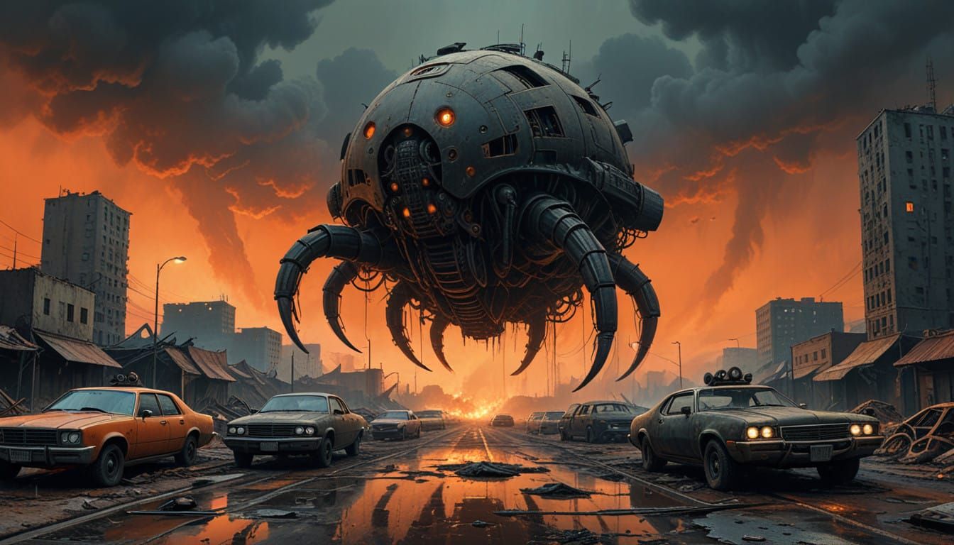 Desolate Apocalypse in Dark, Surrealistic Style