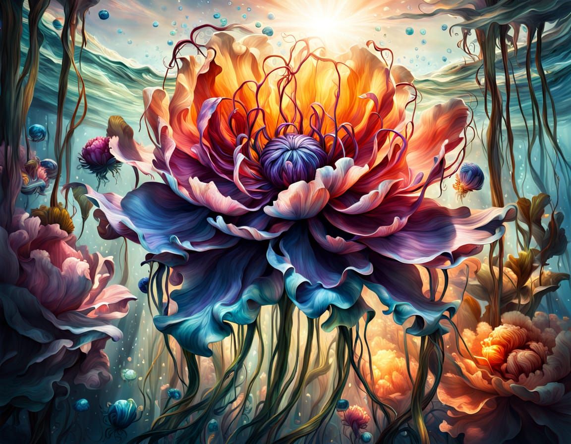 Vibrant Ocean Bloom in Dreamlike Fantasy