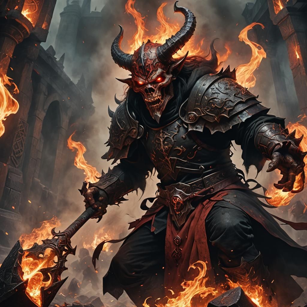 Infernal Mace of Demonic Power in Dark Fantasy Art