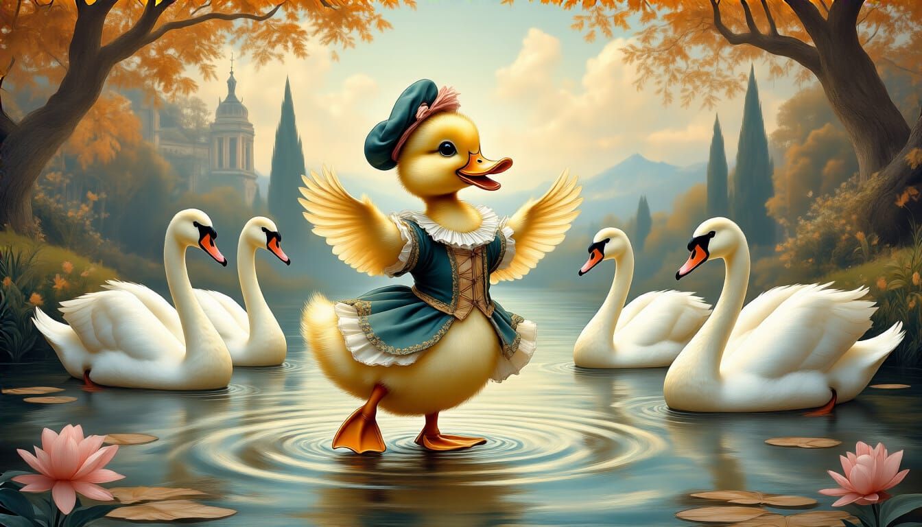 Dancing Duckling Impresses Swans, Renaissance Style