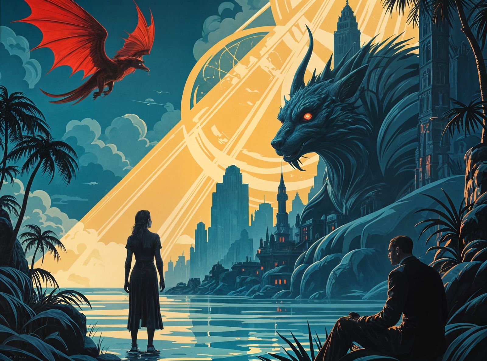 Pulp Fiction Magazine Cover in Matte Painting Style