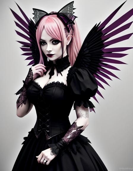 Gothic Tinkerbell with Victorian Lace and Filigree Wings