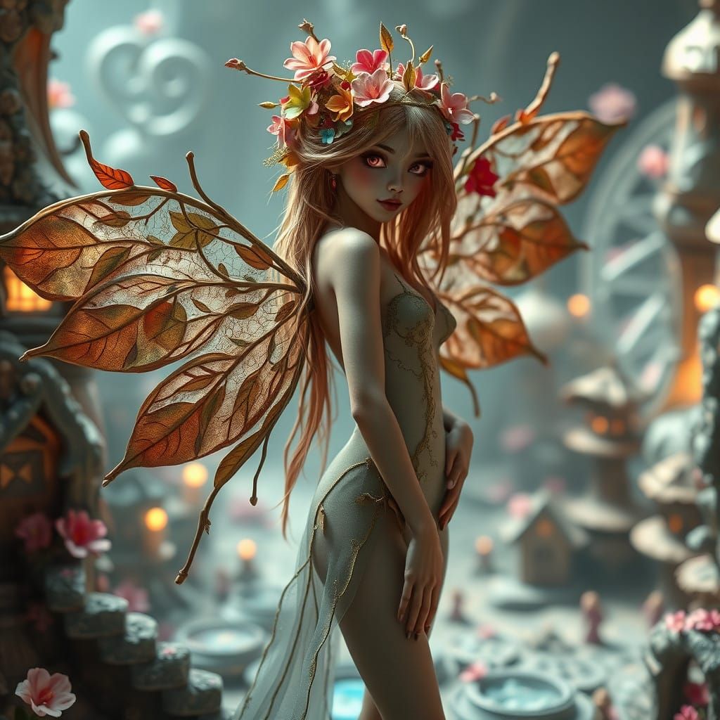 Mystical Fairy in Vibrant Sci-Fi Realm