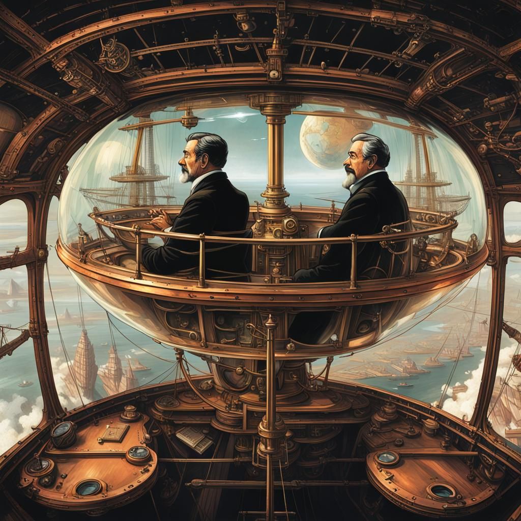 Verne and Wells Pilot Master of the World Airship