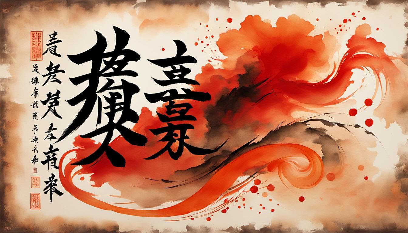 Elegant Chinese Calligraphy Ink Wash Painting