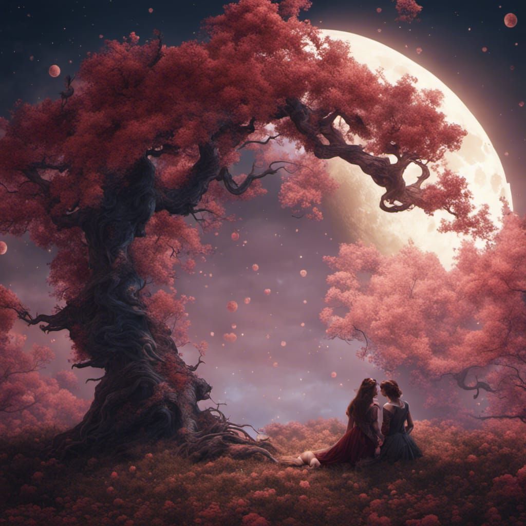 Moonlit Lovers Fairytale: Detailed Matte Painting