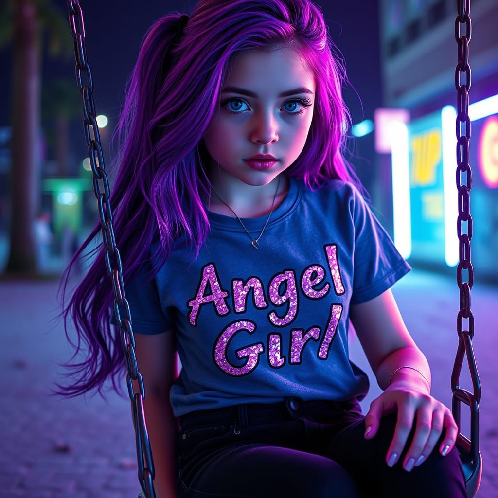 Ethereal Angel Girl in Neon Gothic Futurism