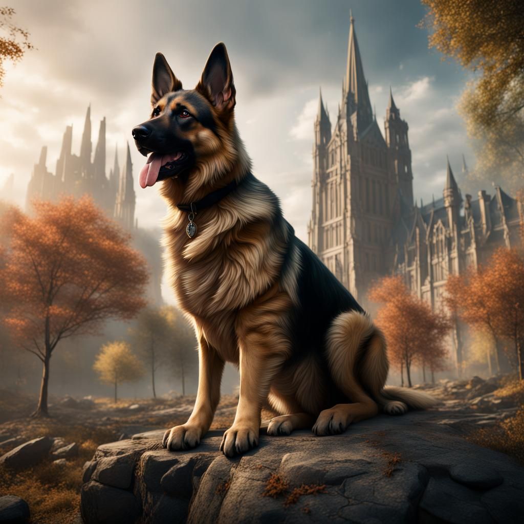 Detailed German Shepherd Matte Painting