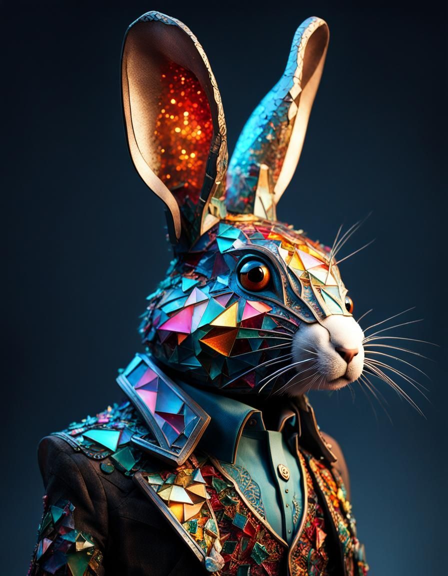 Illuminated Glass Rabbit in Borderland Fantasy Style