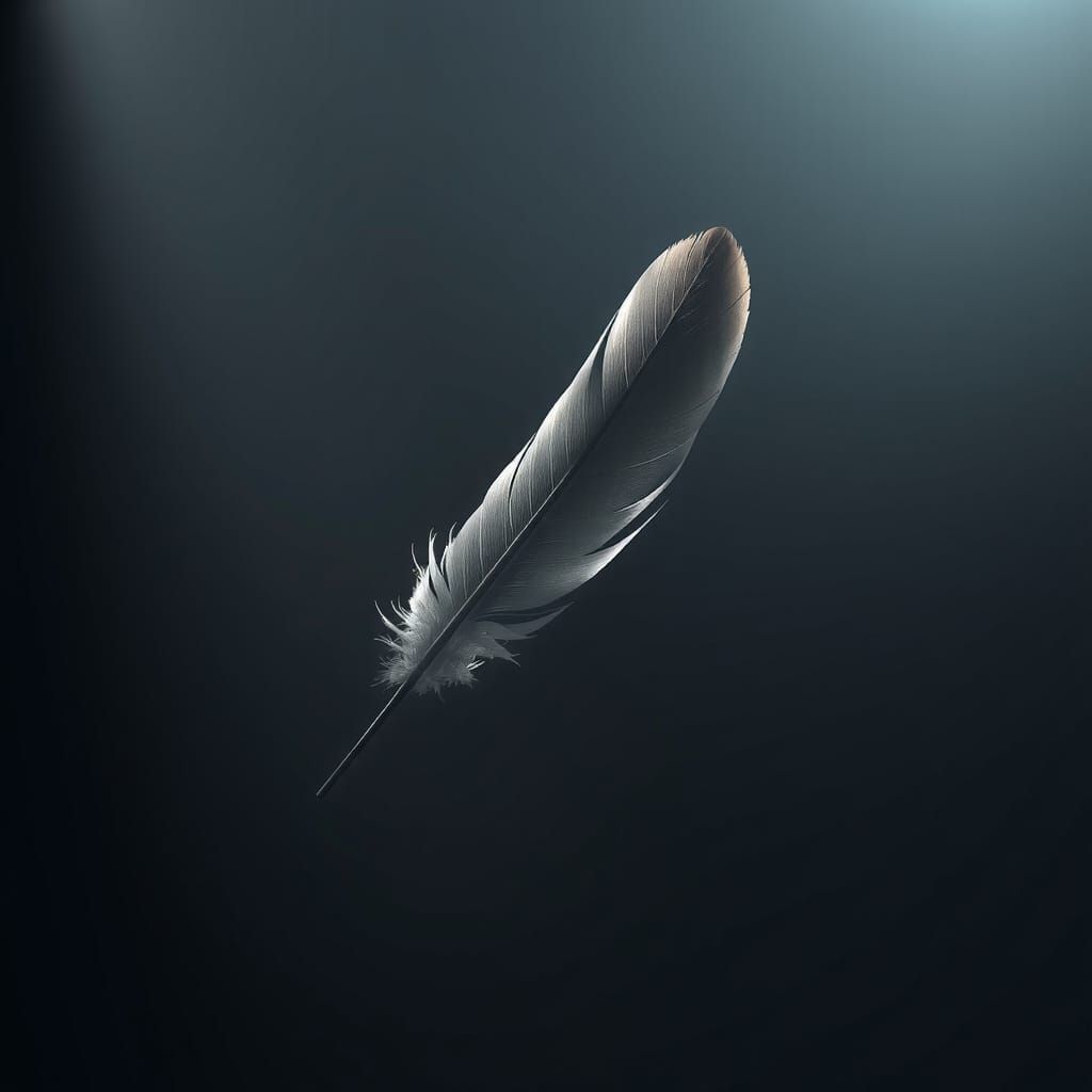 Surreal Low-Poly Scene with Feather and Shadow