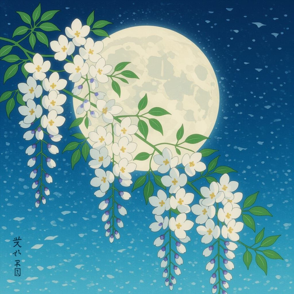 Yamato-e Style Japanese Minimalism With Wisteria