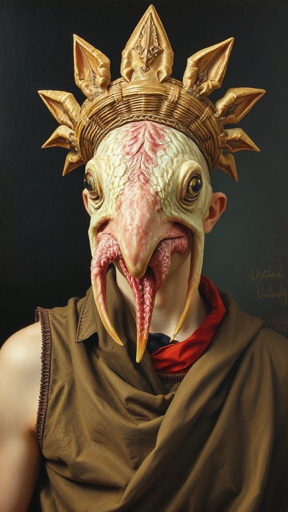 Carp-Headed Bishop in Dark Sci-Fi Portrait