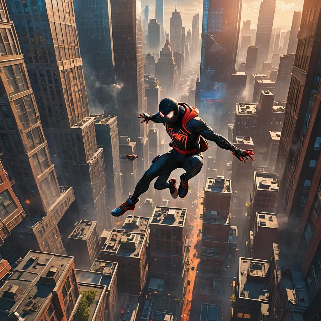Miles Morales Swings Through City in Concept Art