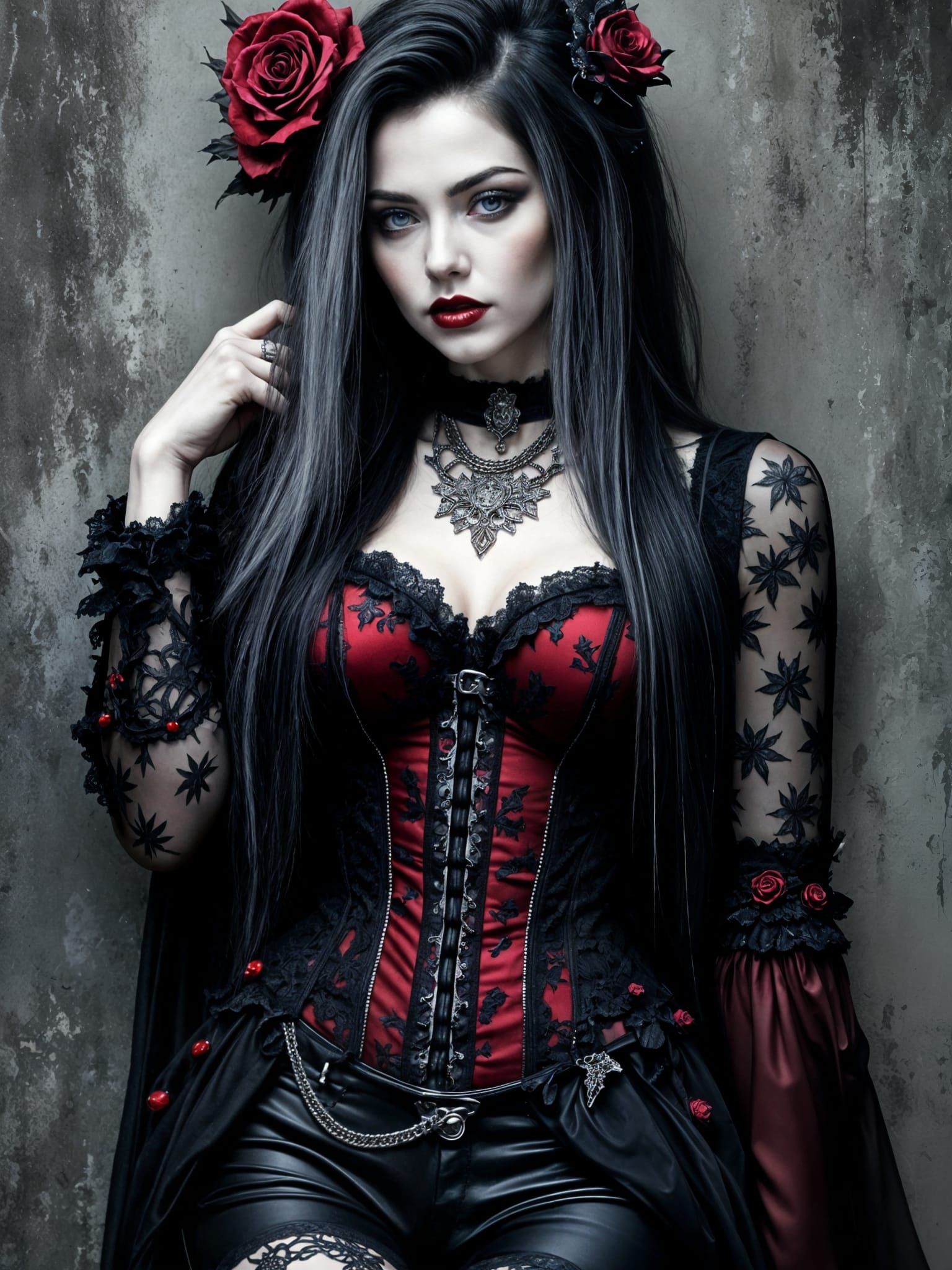 Gothic Girl in Velvet and Lace