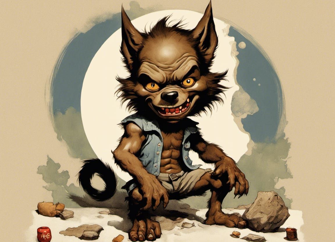 Chibi Werewolf in Classic Illustration Style