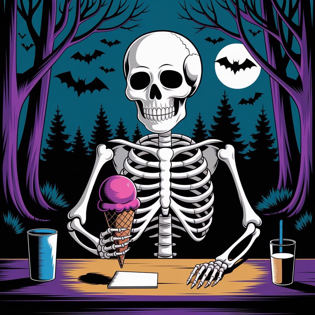 Spooky Skeleton Selling Midnight Ice Cream