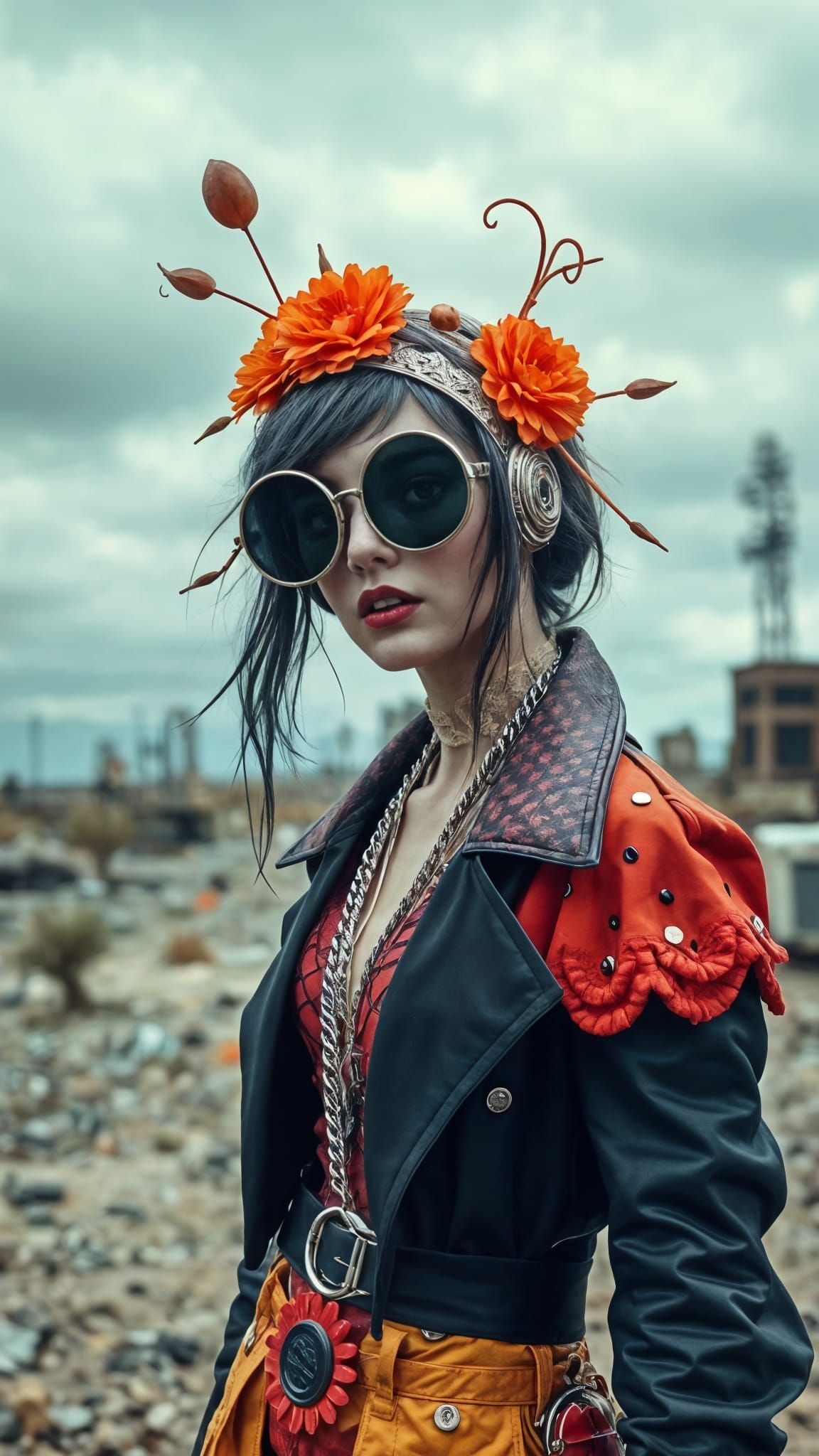 Dystopian Editorial Portrait in Post-Apocalyptic Style