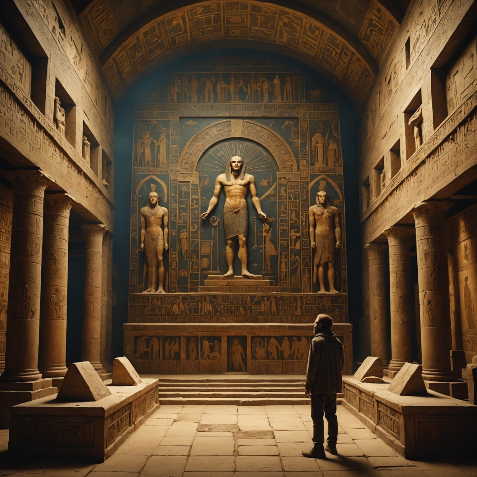 A time-traveling Leonardo da Vinci, painting masterpieces on the walls of ancient Egyptian tombs.