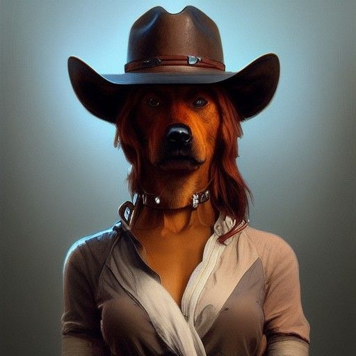 Hyperdetailed Cowboy Dog Portrait in Unreal Engine 5