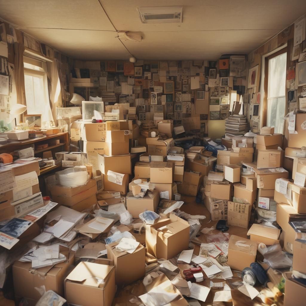 Sunlit Moving Boxes in Mixed Media Collage