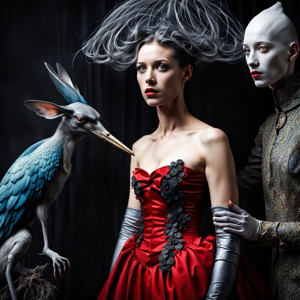 Exotic Alien Celebration in Surreal Restaurant