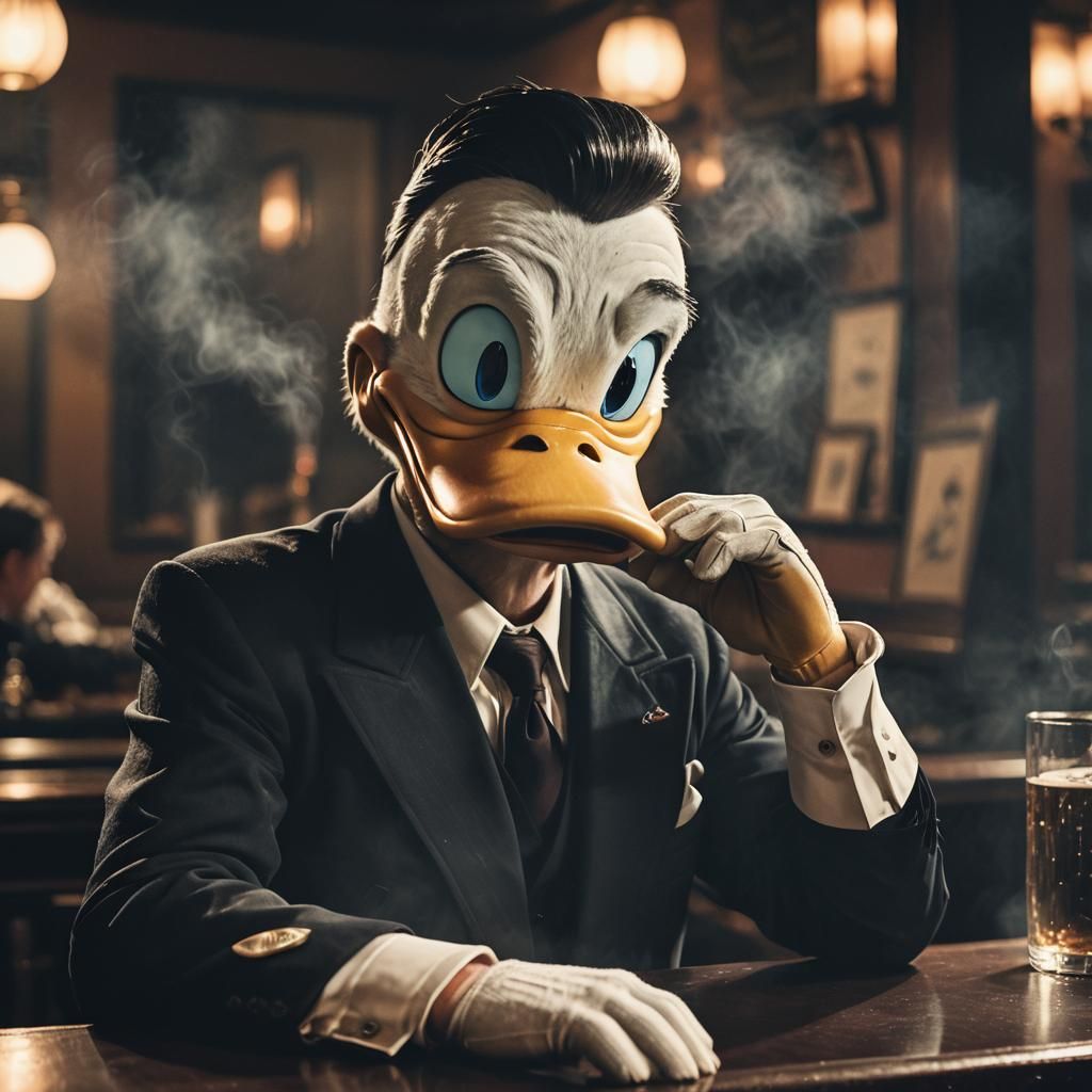 Donald Duck in Film Noir Portrait Photography
