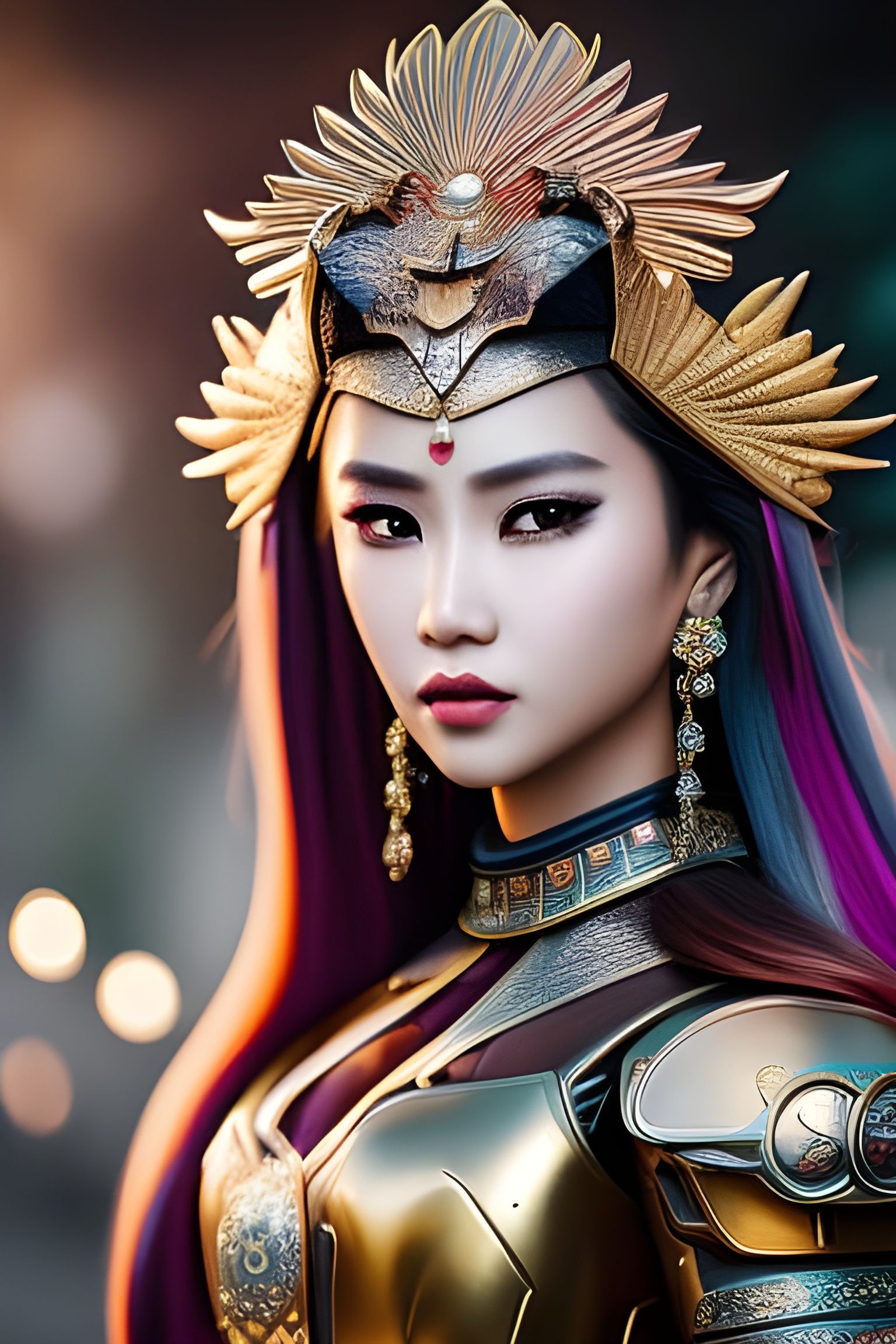 Dragon Princess Warrior in Detailed Metal Armor