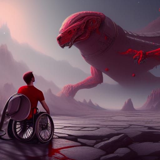 Moon City Hero in Wheelchair: Fantasy Concept Art