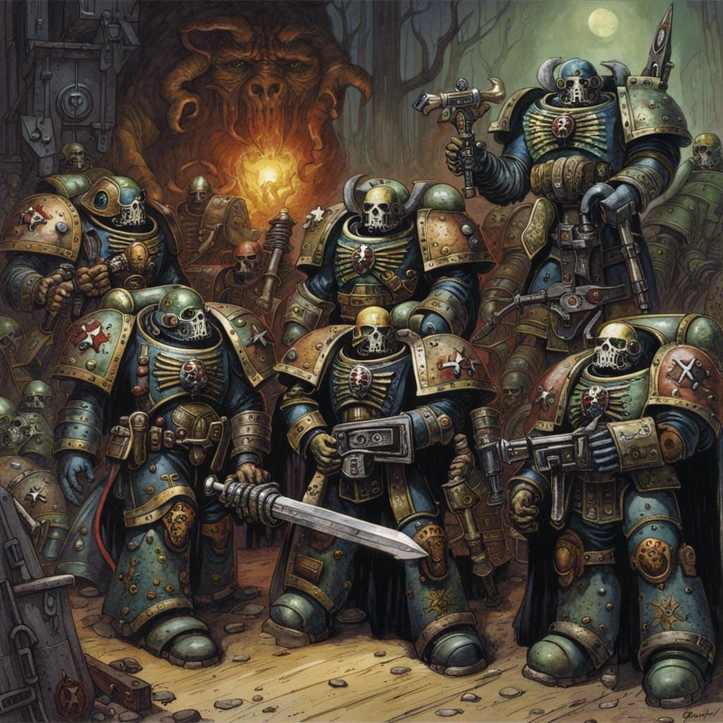 Grimdark Warhammer 40K Art: John Blanche Style