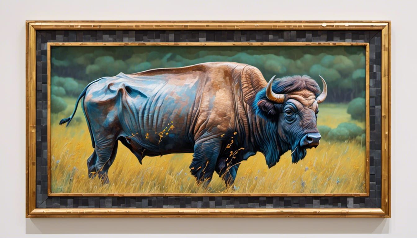 South Cape Buffalo in Gilded Frame