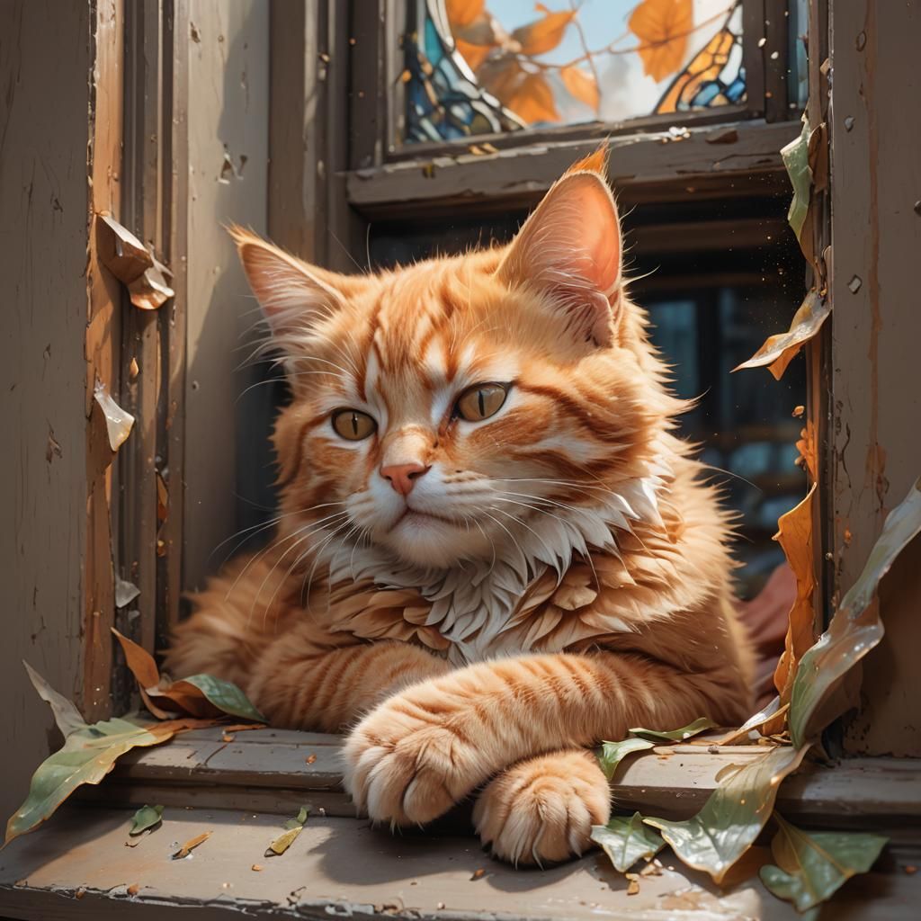 Orange Kitten Portrait in Hyperdetailed Style