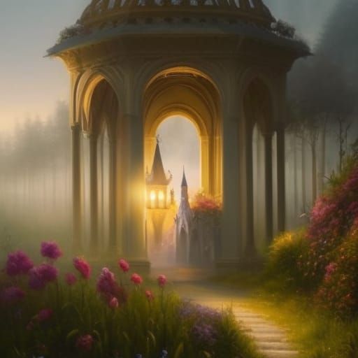 Summer Witch in Flower Meadow, Digital Painting