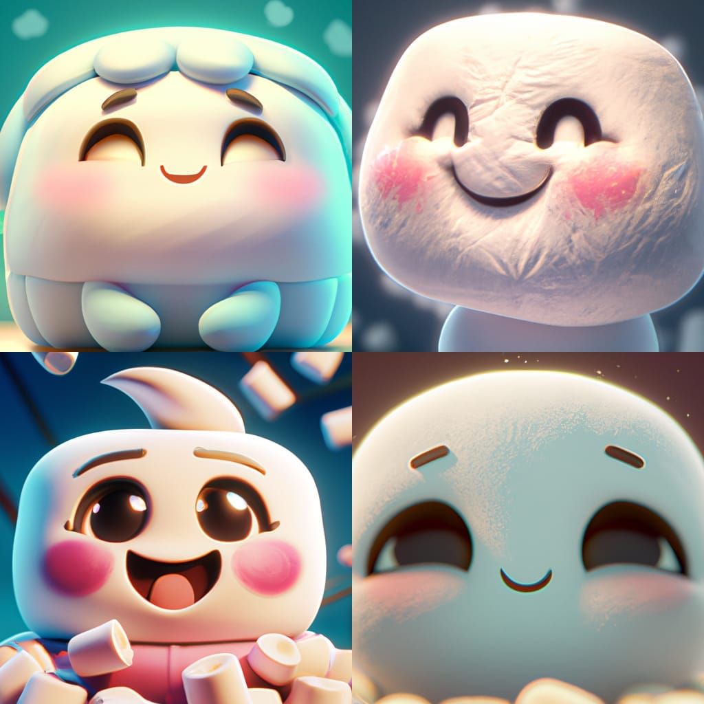 Adorable Chibi Marshmallow Character Portrait in Digital Art