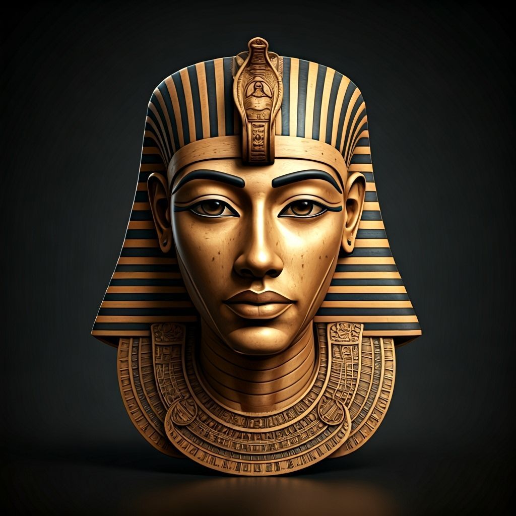 Detailed Wooden Model of an Egyptian Mask