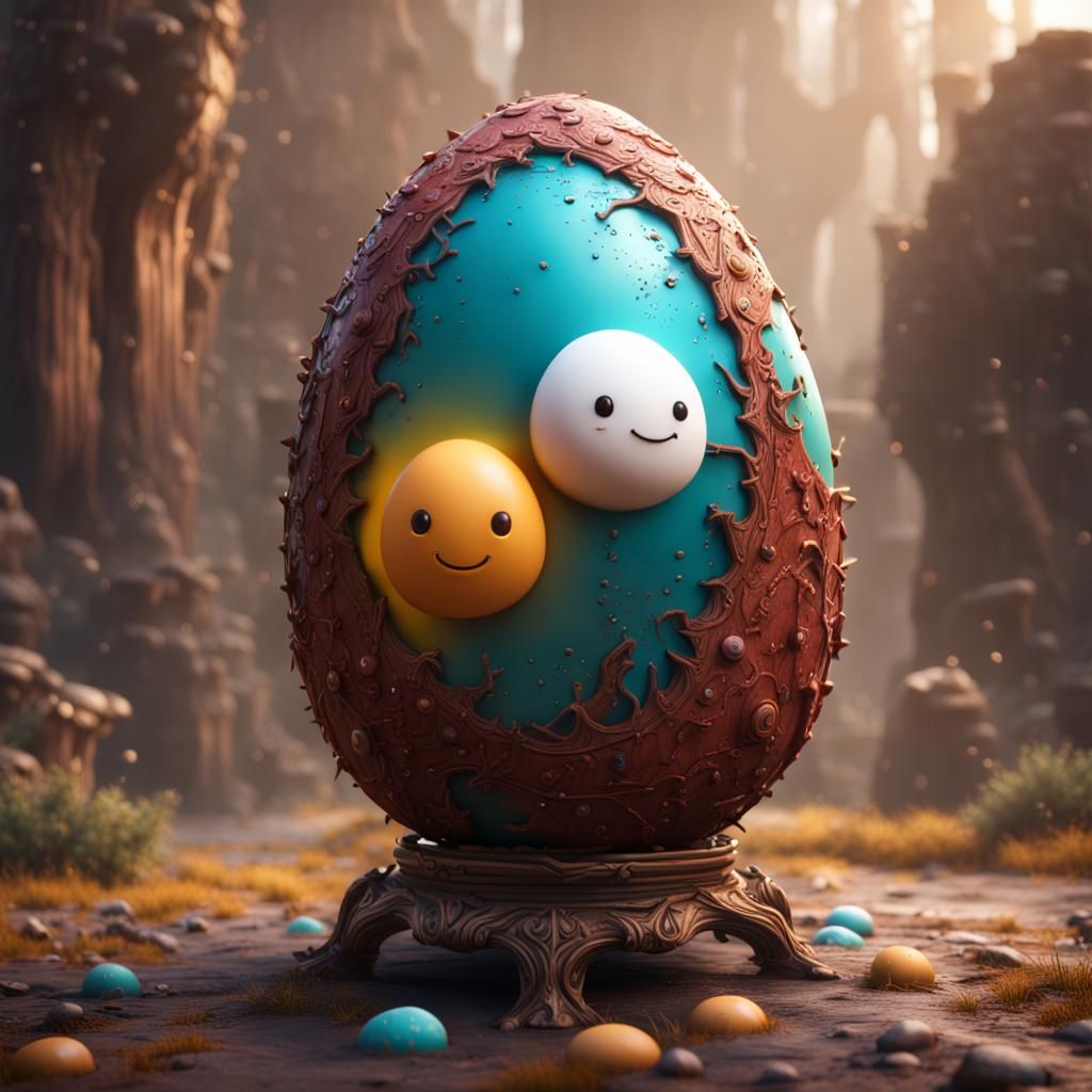 Very Happy Egg in Detailed Matte Painting
