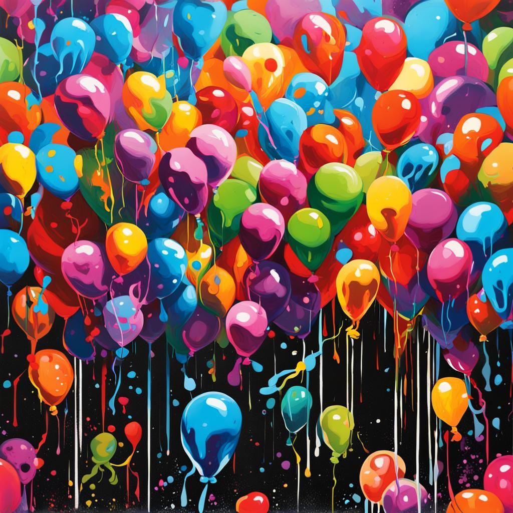 Melting Balloons in Graffiti Splash Art Style